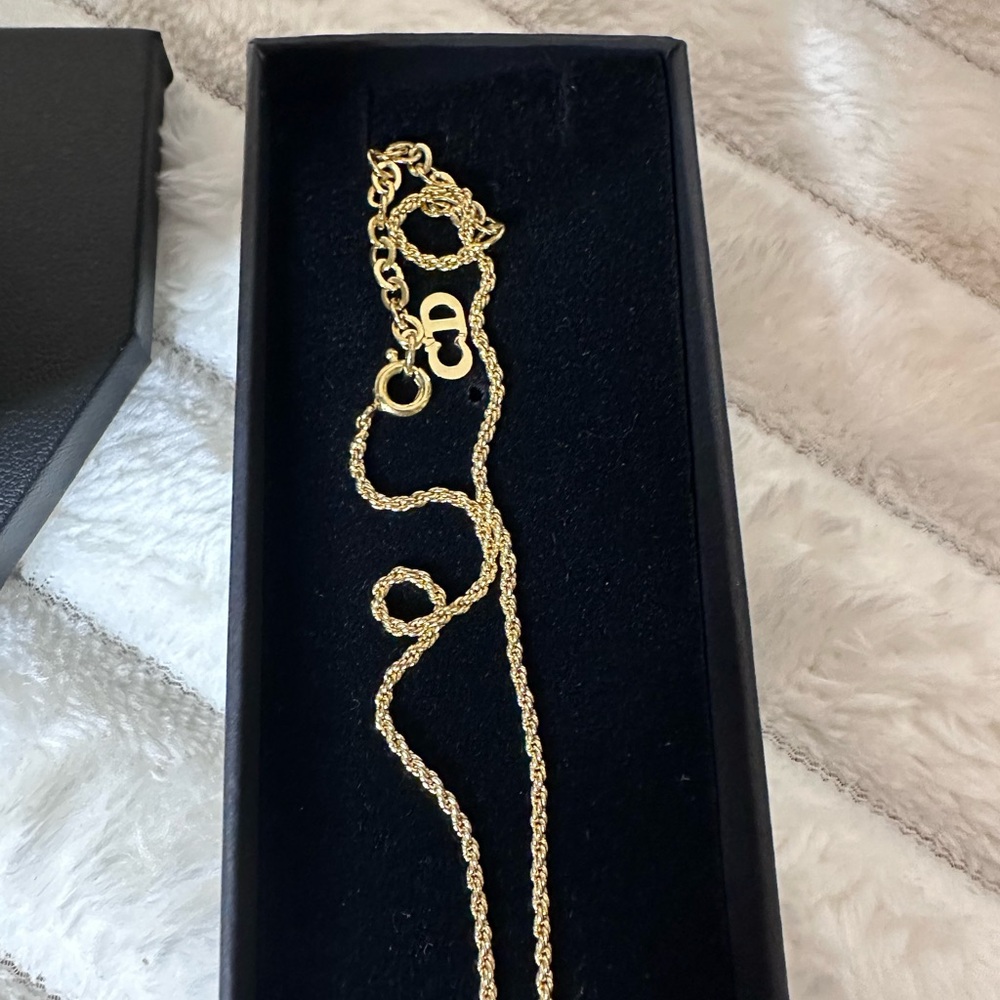 Christian Dior Gold CD Heart Pendant‎ Necklace w/ Crystals 15–17” - Picture 3 of 5